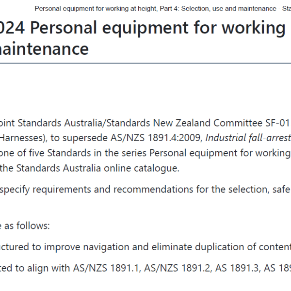 Draft of NEW AS/NZ1891.4 available for&nbsp;comment